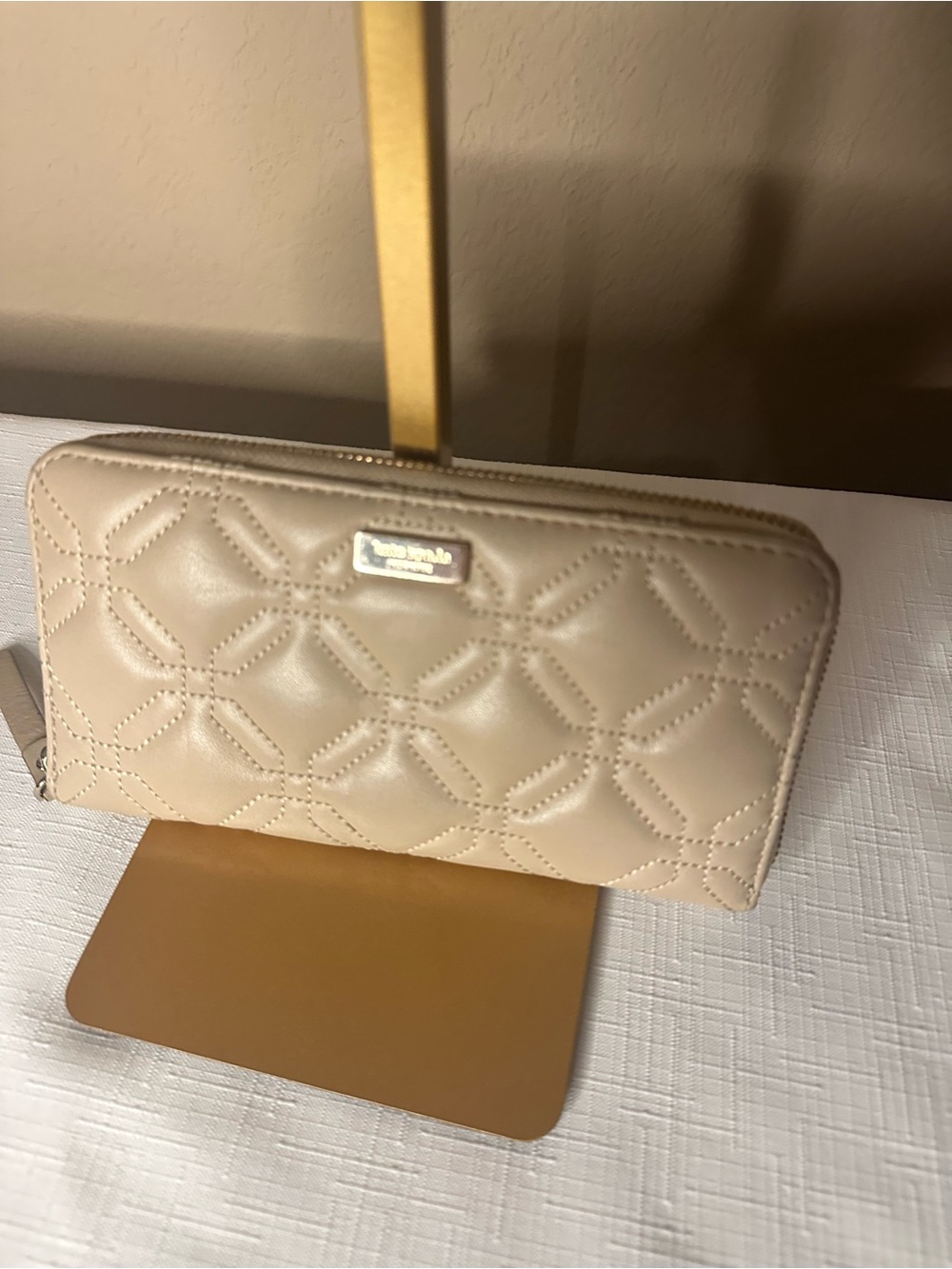 Kate Spade Quilted Zip-Around Wallet - Beige